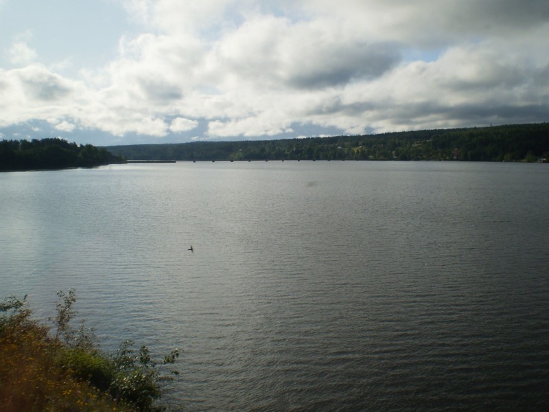 Inlandsbanan - ptaszek, jeziorko i mostek... Widok jeszcze ładniejszy niż na zdjęciu.